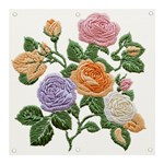 Embroidery Roses Floral Design Banner and Sign 3  x 3 