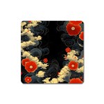 Korean Art Flowers Asian Pattern Square Magnet