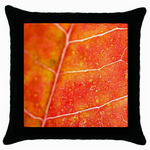 Red Leaf Throw Pillow Case (Black) from ArtsNow.com Front