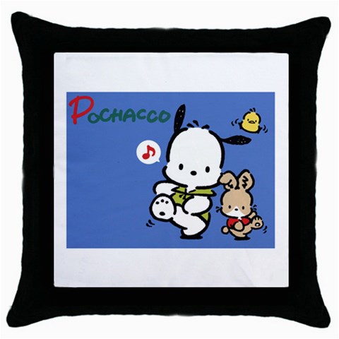 Pochacco Cartoon Throw Pillow Case Black for Bed Room Gifts.
