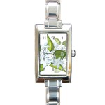 flower037 Rectangular Italian Charm Watch