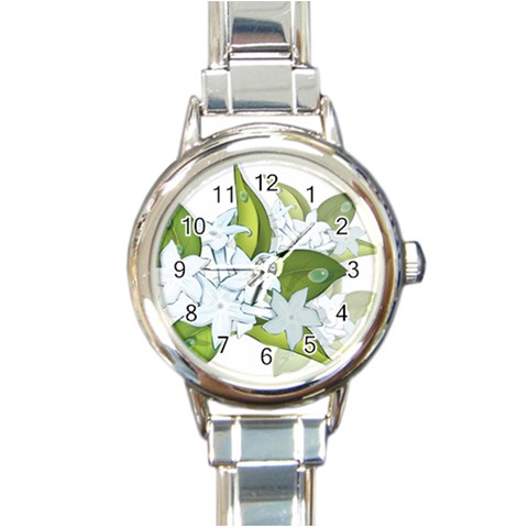 flower037 Round Italian Charm Watch from ArtsNow.com Front