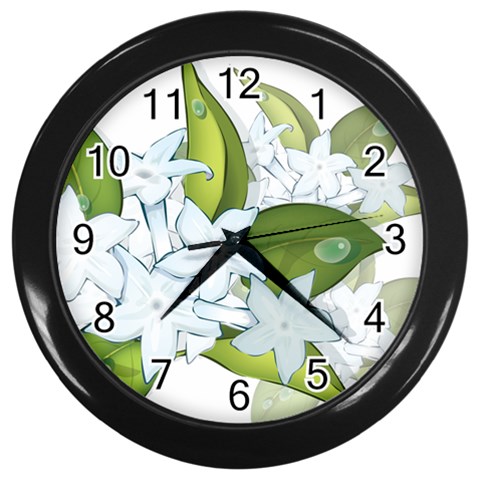 flower037 Wall Clock (Black) from ArtsNow.com Front