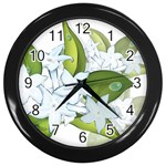 flower037 Wall Clock (Black)