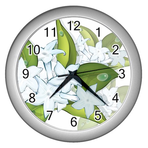 flower037 Wall Clock (Silver) from ArtsNow.com Front