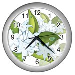 flower037 Wall Clock (Silver)