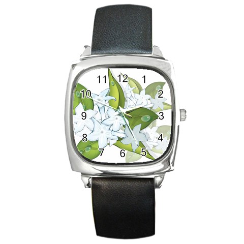 flower037 Square Metal Watch from ArtsNow.com Front