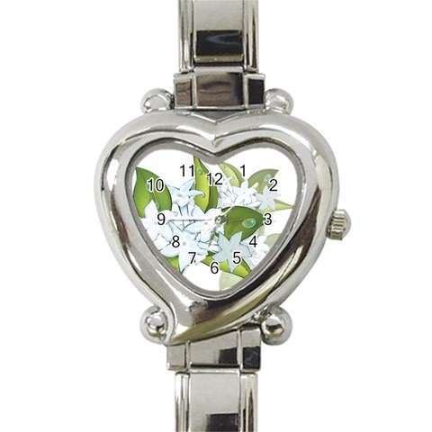 flower037 Heart Italian Charm Watch from ArtsNow.com Front