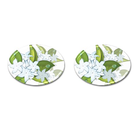 flower037 Cufflinks (Oval) from ArtsNow.com Front(Pair)