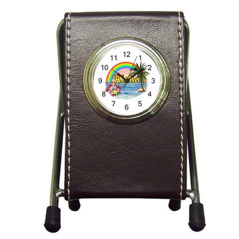 Aloha Pen Holder Desk Clock from ArtsNow.com Front