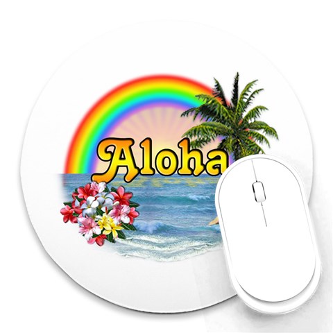 Aloha Round Mousepad from ArtsNow.com Front