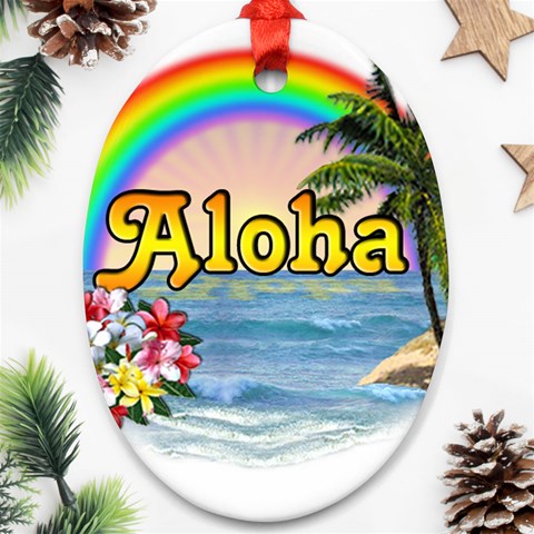 Aloha Ornament (Oval) from ArtsNow.com Front