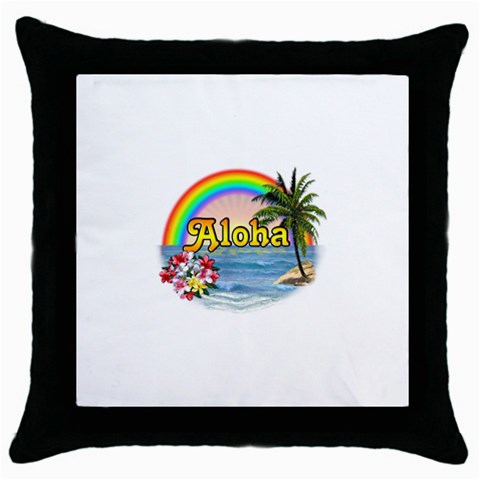 Aloha Throw Pillow Case (Black) from ArtsNow.com Front