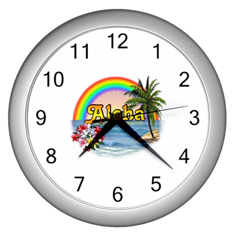 Aloha Wall Clock (Silver) from ArtsNow.com Front