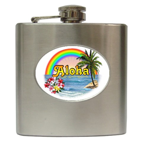 Aloha Hip Flask (6 oz) from ArtsNow.com Front