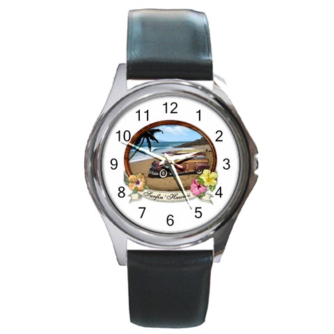 Surfin  Hawaii Round Metal Watch from ArtsNow.com Front