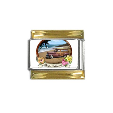 Surfin  Hawaii Gold Trim Italian Charm (9mm) from ArtsNow.com Front