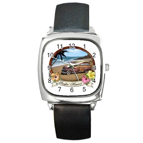 Surfin  Hawaii Square Metal Watch from ArtsNow.com Front