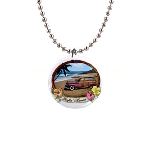 Surfin  Hawaii 1  Button Necklace from ArtsNow.com Front