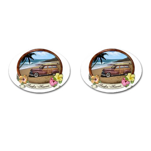 Surfin  Hawaii Cufflinks (Oval) from ArtsNow.com Front(Pair)