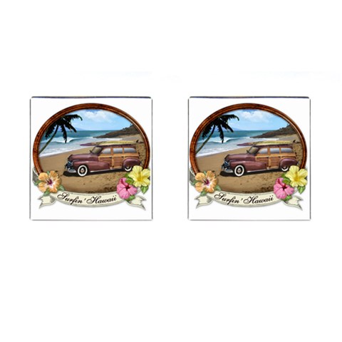 Surfin  Hawaii Cufflinks (Square) from ArtsNow.com Front(Pair)