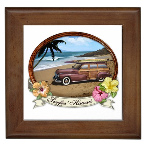 Surfin  Hawaii Framed Tile from ArtsNow.com Front