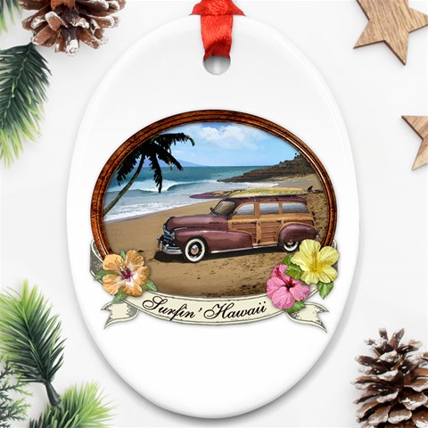 Surfin  Hawaii Ornament (Oval) from ArtsNow.com Front