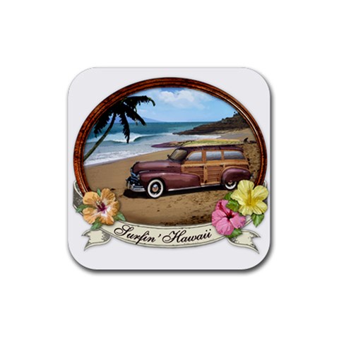 Surfin  Hawaii Rubber Coaster (Square) from ArtsNow.com Front