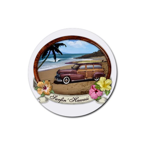 Surfin  Hawaii Rubber Coaster (Round) from ArtsNow.com Front