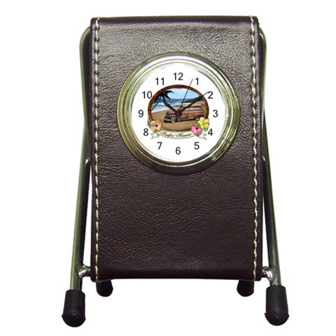 Surfin  Hawaii Pen Holder Desk Clock from ArtsNow.com Front