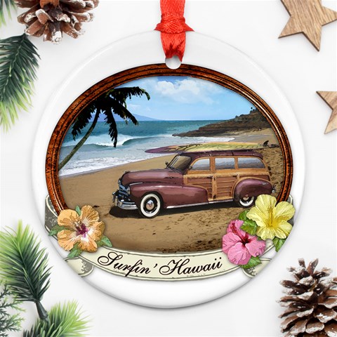 Surfin  Hawaii Round Ornament (Two Sides) from ArtsNow.com Front