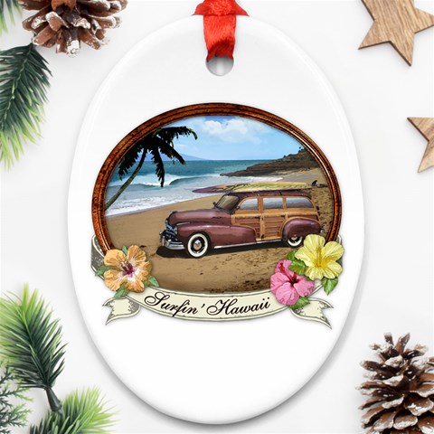 Surfin  Hawaii Oval Ornament (Two Sides) from ArtsNow.com Back