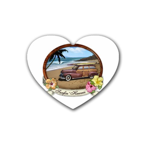 Surfin  Hawaii Rubber Coaster (Heart) from ArtsNow.com Front