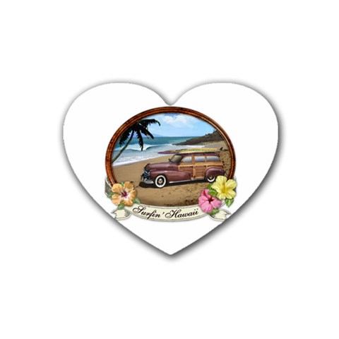 Surfin  Hawaii Heart Coaster (4 pack) from ArtsNow.com Front