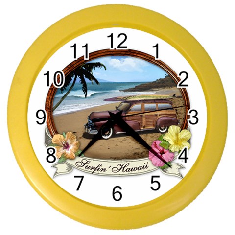 Surfin  Hawaii Color Wall Clock from ArtsNow.com Front