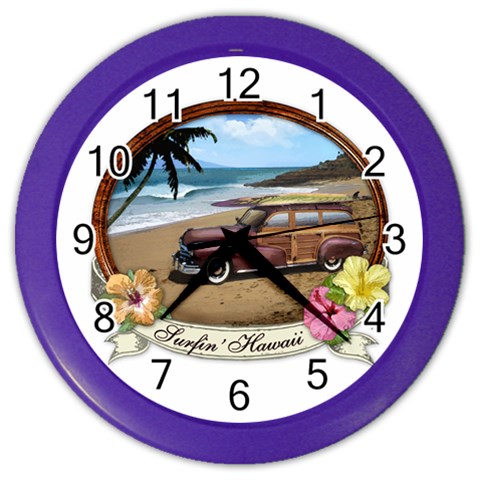 Surfin  Hawaii Color Wall Clock from ArtsNow.com Front