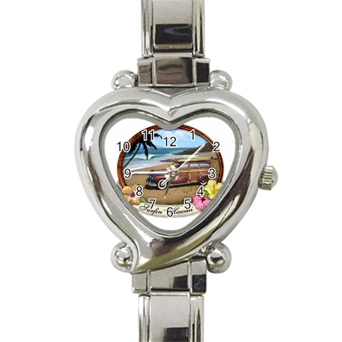 Surfin  Hawaii Heart Italian Charm Watch from ArtsNow.com Front