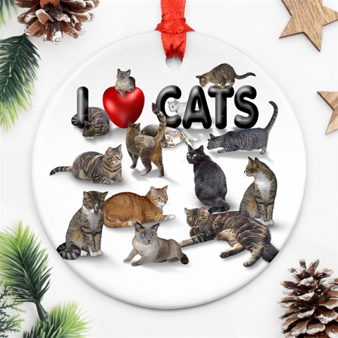 I love cats Round Ornament (Two Sides) from ArtsNow.com Back