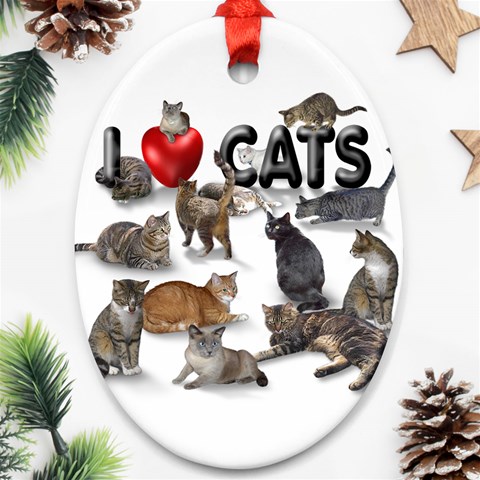 I love cats Oval Ornament (Two Sides) from ArtsNow.com Back