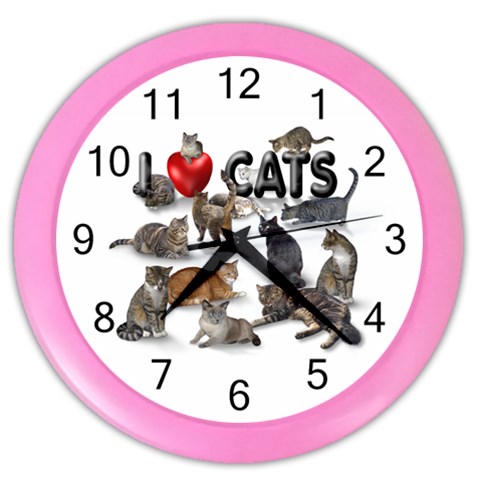 I love cats Color Wall Clock from ArtsNow.com Front