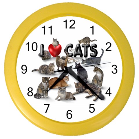 I love cats Color Wall Clock from ArtsNow.com Front