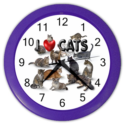 I love cats Color Wall Clock from ArtsNow.com Front