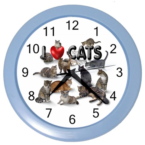 I love cats Color Wall Clock from ArtsNow.com Front