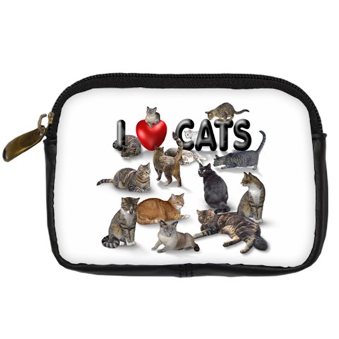 I love cats Digital Camera Leather Case from ArtsNow.com Front