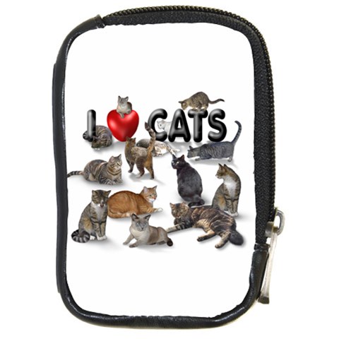 I love cats Compact Camera Leather Case from ArtsNow.com Front