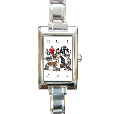 I love cats Rectangular Italian Charm Watch from ArtsNow.com Front