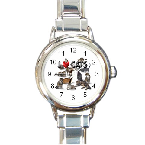 I love cats Round Italian Charm Watch from ArtsNow.com Front