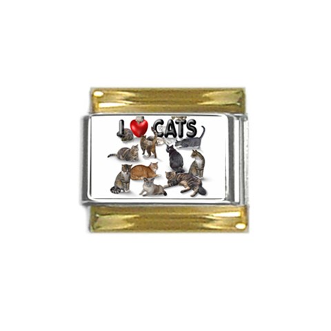 I love cats Gold Trim Italian Charm (9mm) from ArtsNow.com Front