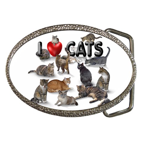 I love cats Belt Buckle from ArtsNow.com Front