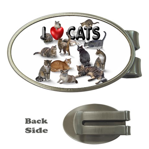 I love cats Money Clip (Oval) from ArtsNow.com Front